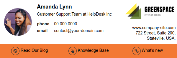 HTML email signature option for help desk agents.