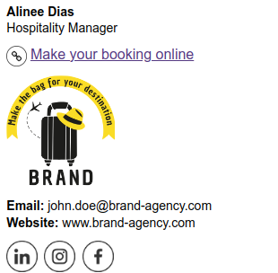 Hotel email signature example.