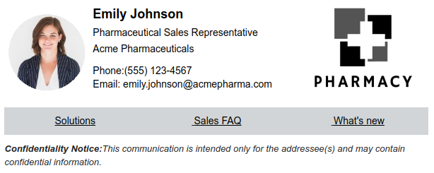 Signature for a pharmaceutical sales representative.