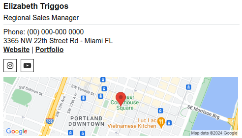 Email signature example with Google Maps.