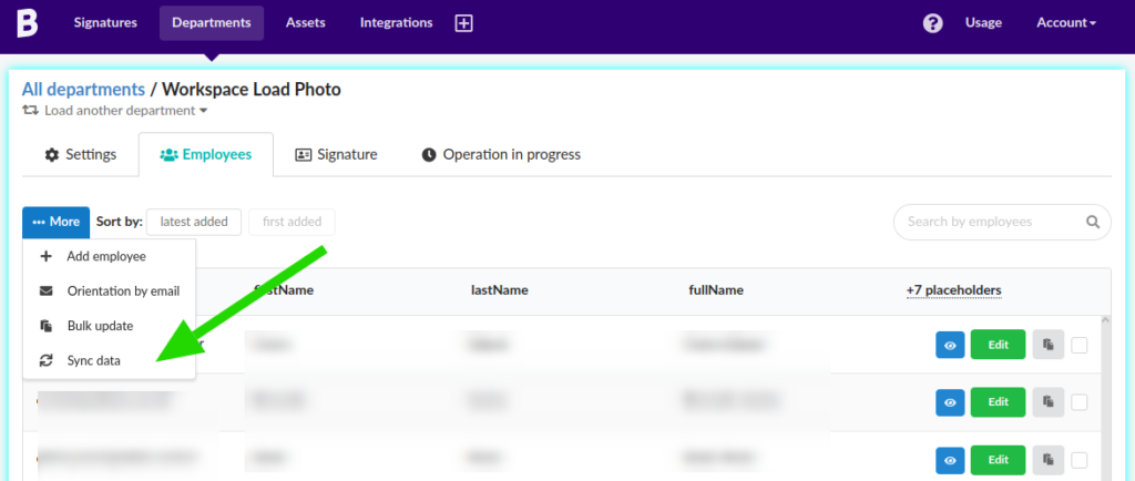 Sincronizando dados para a assinatura do Google Workspace.