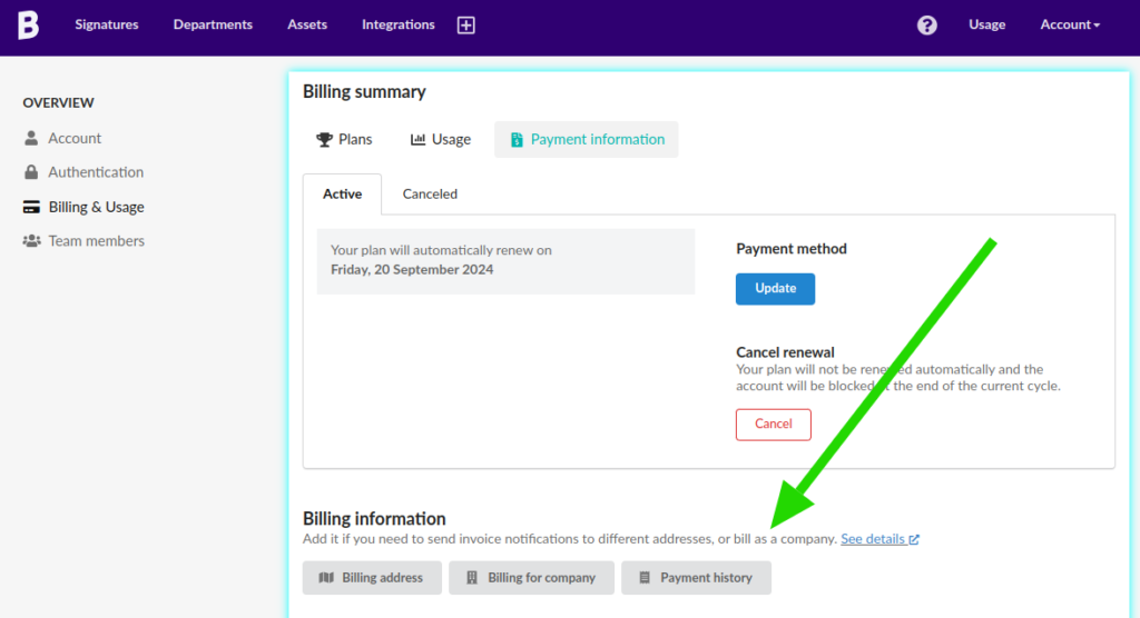 Payment history.